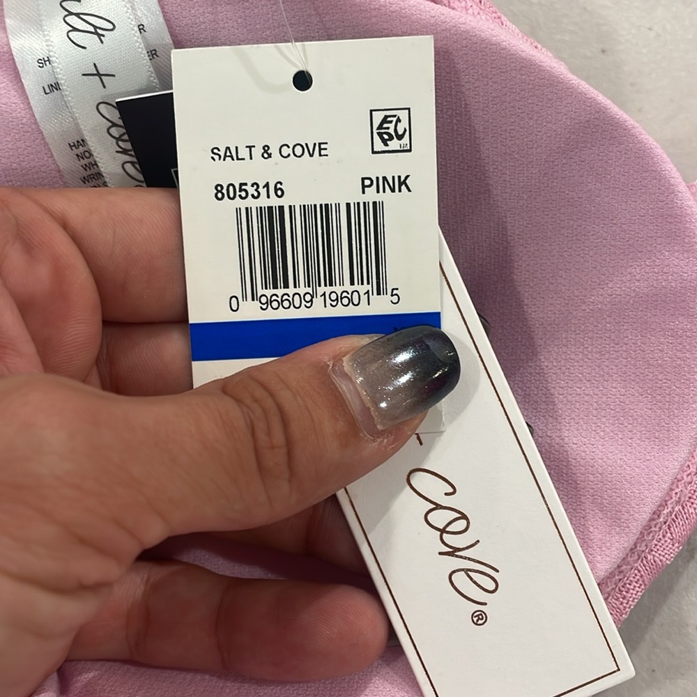 NWT Salt + Cove Womens Scoop Neck Pink Bikini Swim Top SIZE JUNIORS LARGE - Picture 5 of 6